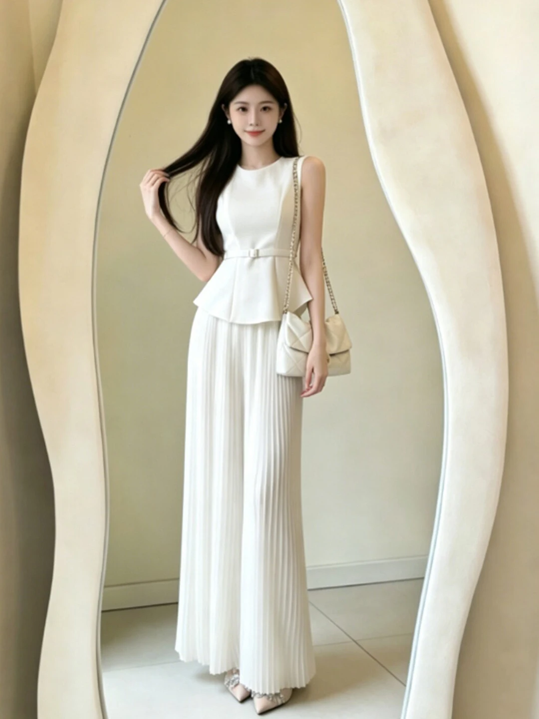 

Korean Style Casual Vest Top And Pants Two-Piece Set Comfortable Breathable Summer Fashion Outfit Women's High Waist Cotton P...