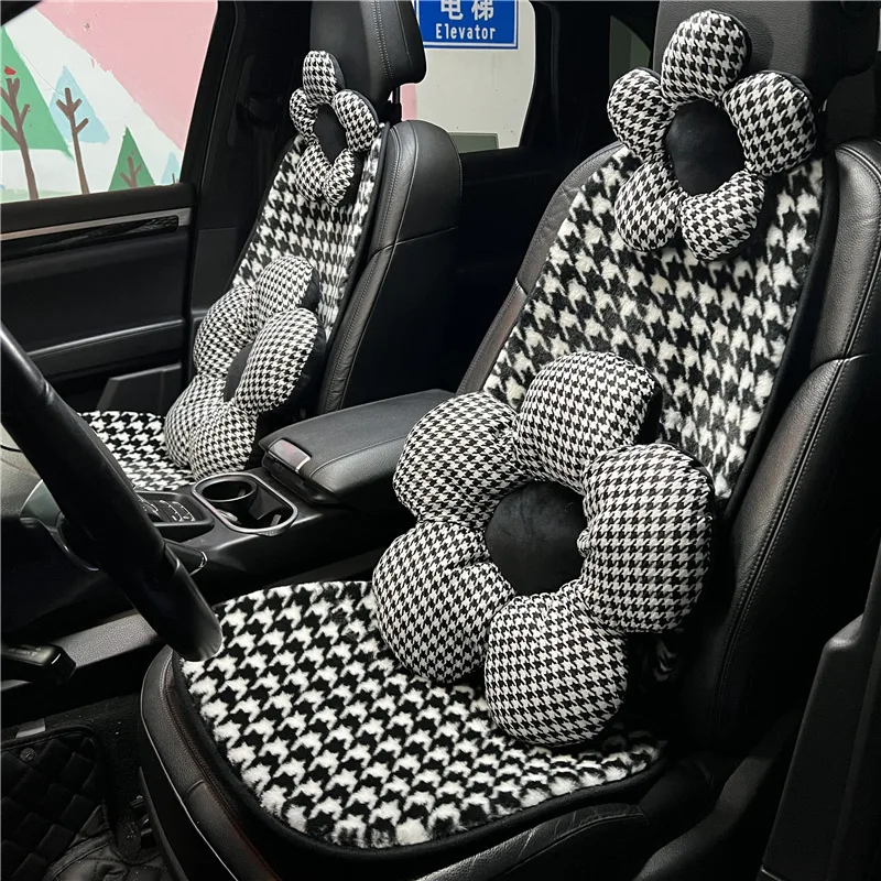 

New Universal Black White Winter Plush Prodective Car Seat Cushion Creative Car Interior Ornaments