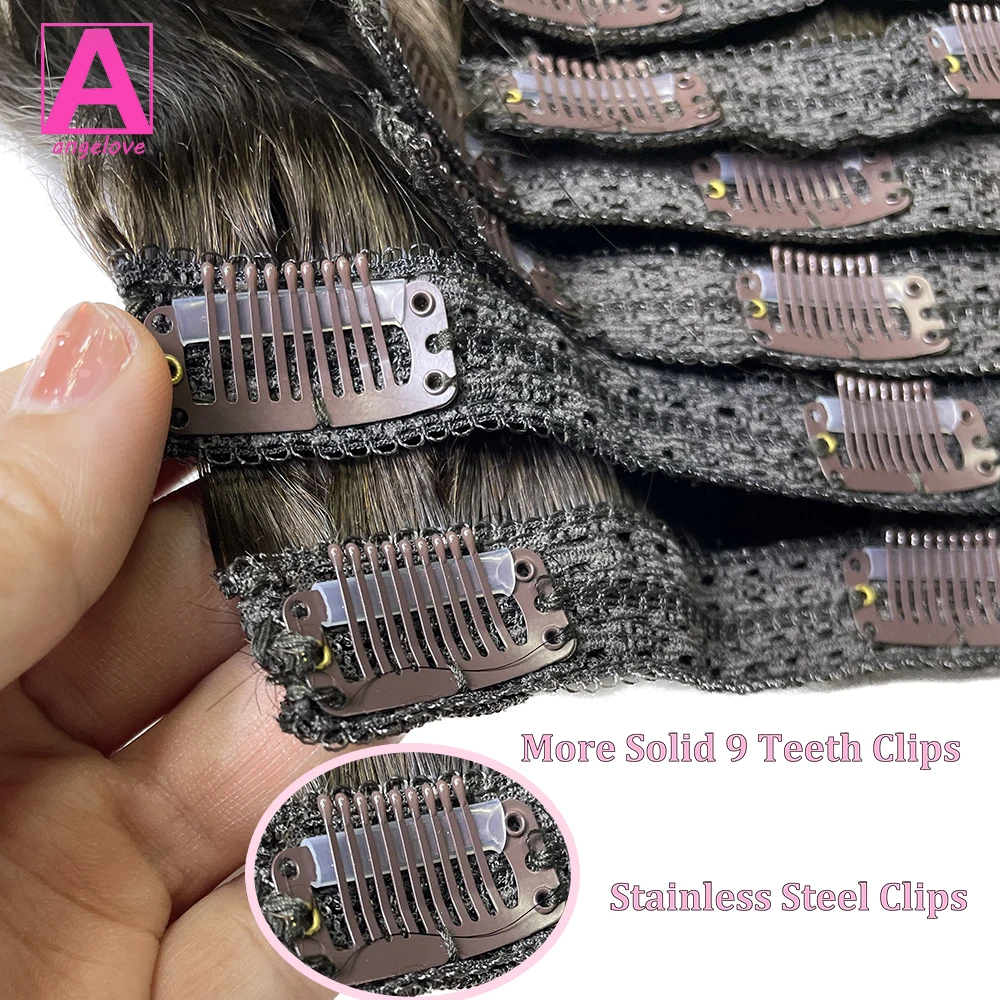 Clip In Hair Extensions Real Human Hair 8pcs Hair Extensions 120g 100% Human Hair Clip In Extensions Straight Soft Hair #2 Color