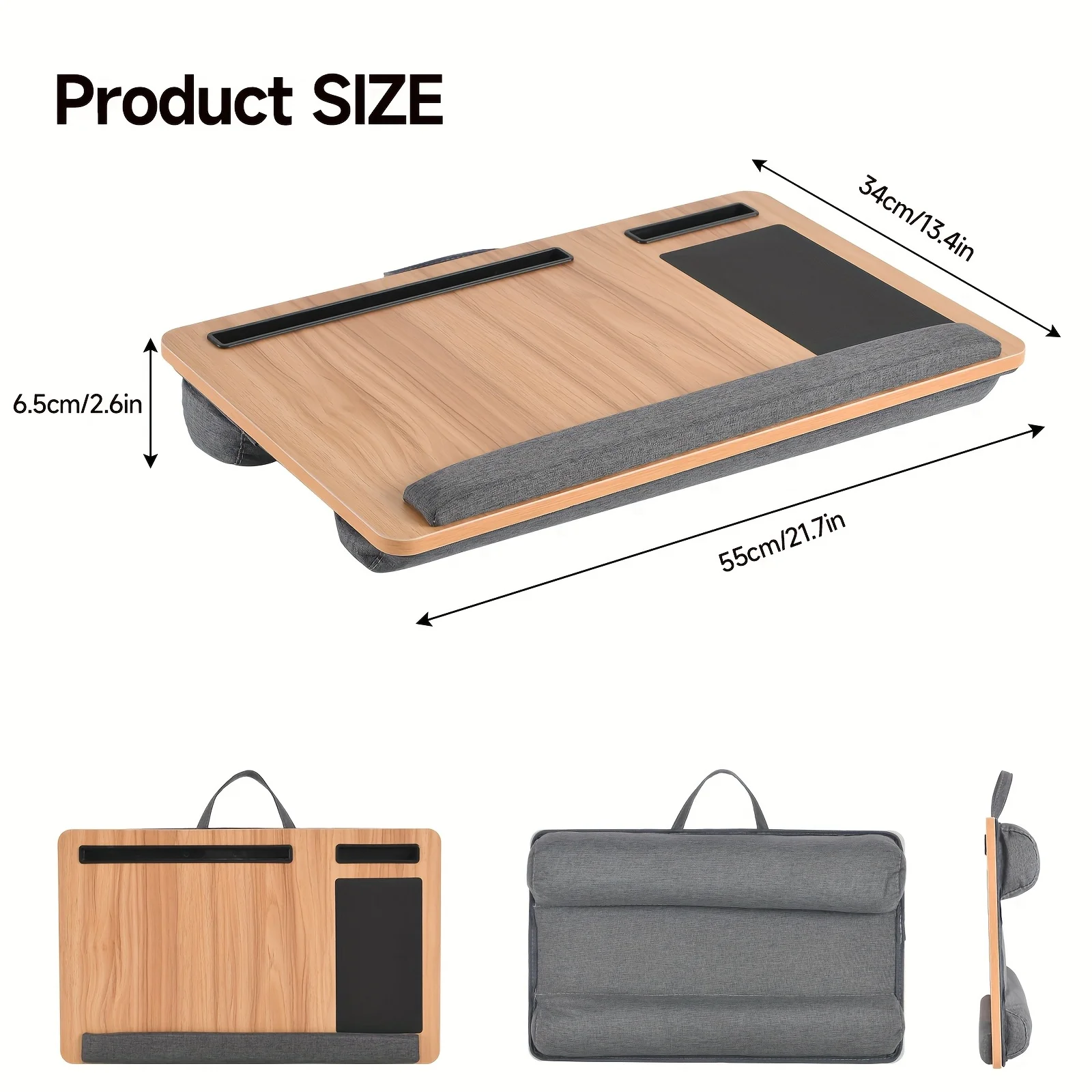 Bandeja de cama para computadora portátil con almohada suave - Bandeja de trabajo con patas reforzadas - Bandeja de escritura para oficina en casa - Se adapta a computadoras portátiles de hasta 17,3 pulgadas