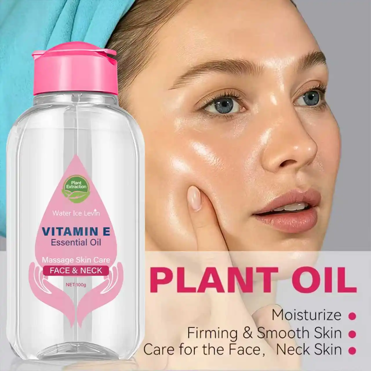 زيت فيتامين E العطري للوجه والرقبة - ملمس خفيف، يرطب، يحمي ويحسب النغمة، ويززز المرونة والنعومة