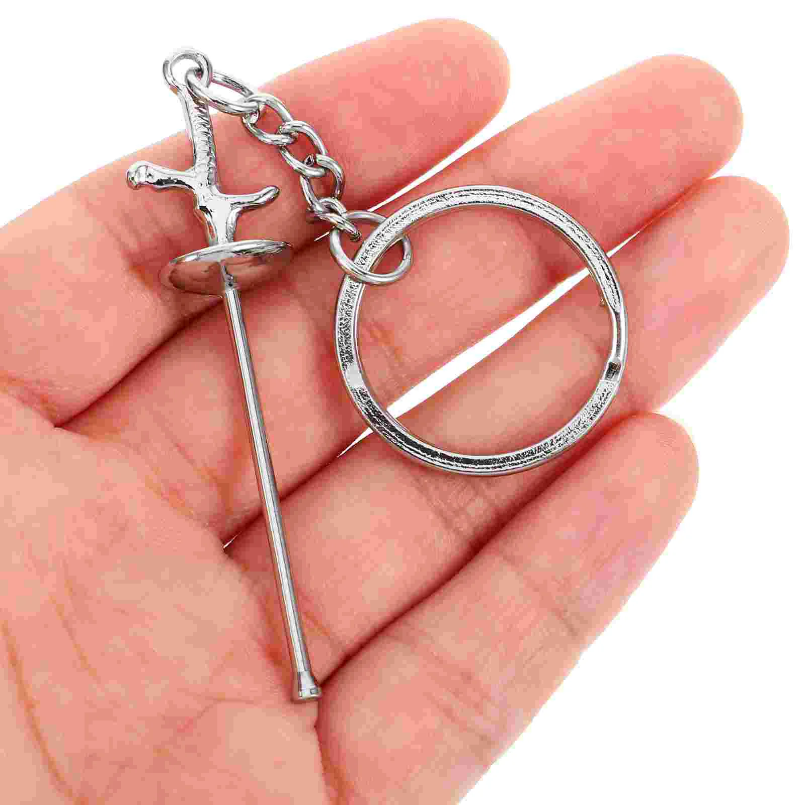 Key Ring Keychains Car Gift for Women Foil 1100X270X150CM Fencing Pendant Silver Metal Rings Lovers Miss