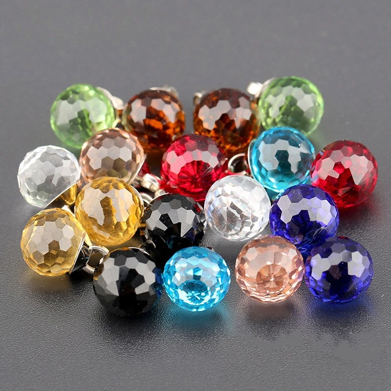 10pcs/candy Colored Round Glass Spherical Glass Crystal Button Women's Children's Sweater Shirt Cardigan Decorative Button