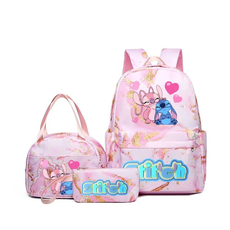 3Pcs/set Disney Lilo Stitch Backpack for Boy Girl Teenager Student Back To School Schoolbag Lunch Bag Women lovely Rucksack Gift