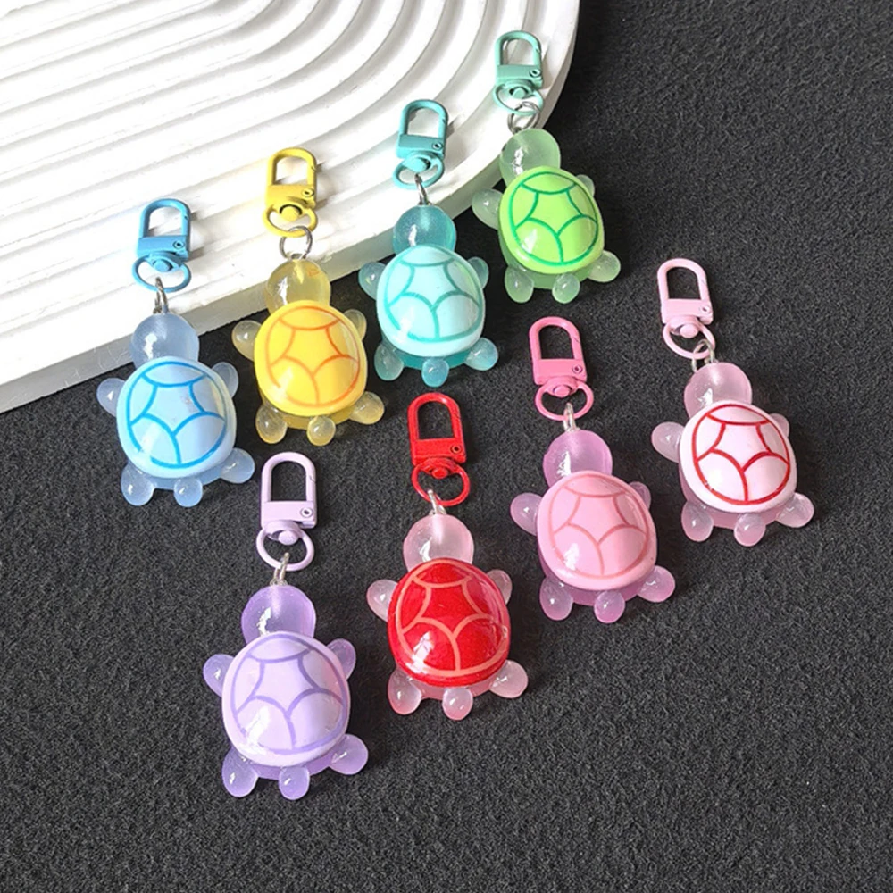 Creative Luminous Turtle Keychain Colorful Tortoise Keyring Little Animal Pendant Key Holder Backpack Ornament Children Toy Gift