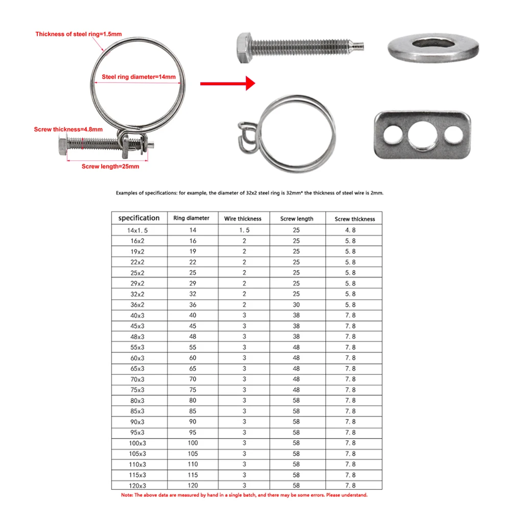 Double Wire Throat Hoop 304 Stainless Steel Pipe Hose Clamp Strong Clip Adjustment Fixed Upvc Fastening Rubber Ventilation Pipe