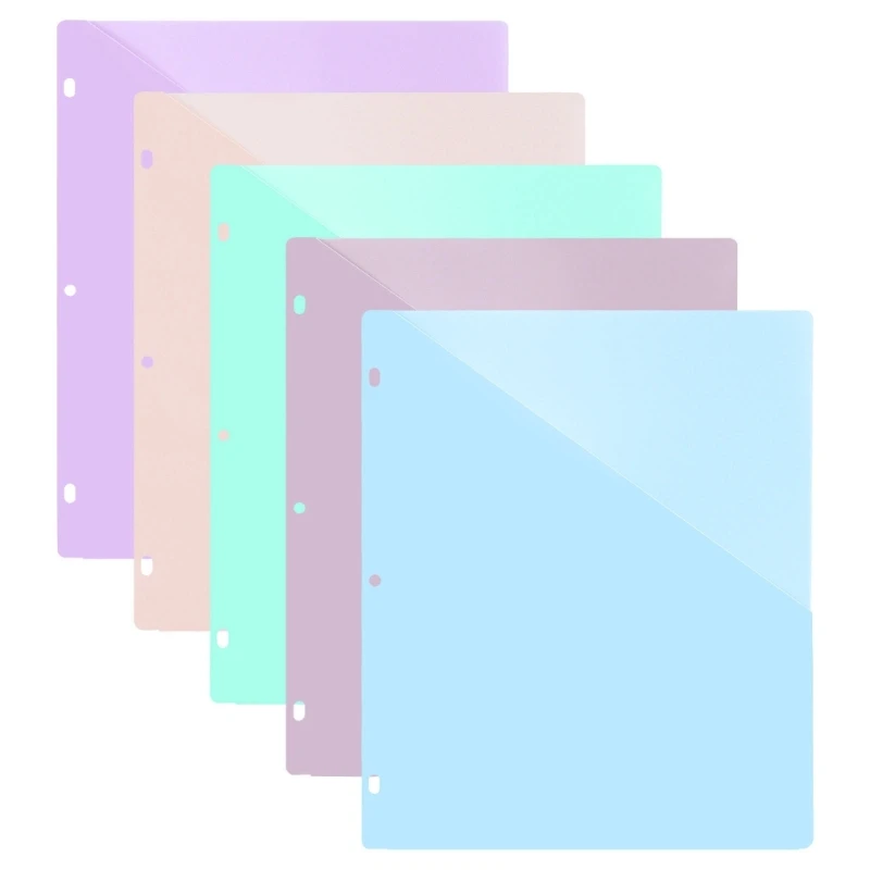 5 ชิ้น 3 หลุม Binder แบ่งกระเป๋าด้านหน้าสำหรับ 3 แหวน Binder Letter ขนาด Binder Divider กระเป๋าเดี่ยว Divider