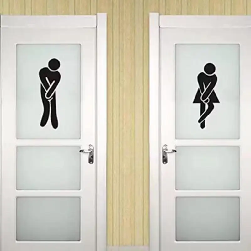Removable 3D Toilet Entrance Sign Wall Stickers Funny Woman & Man WC Washroom Door Poster Mirror Surface Decal DIY Decor view 5