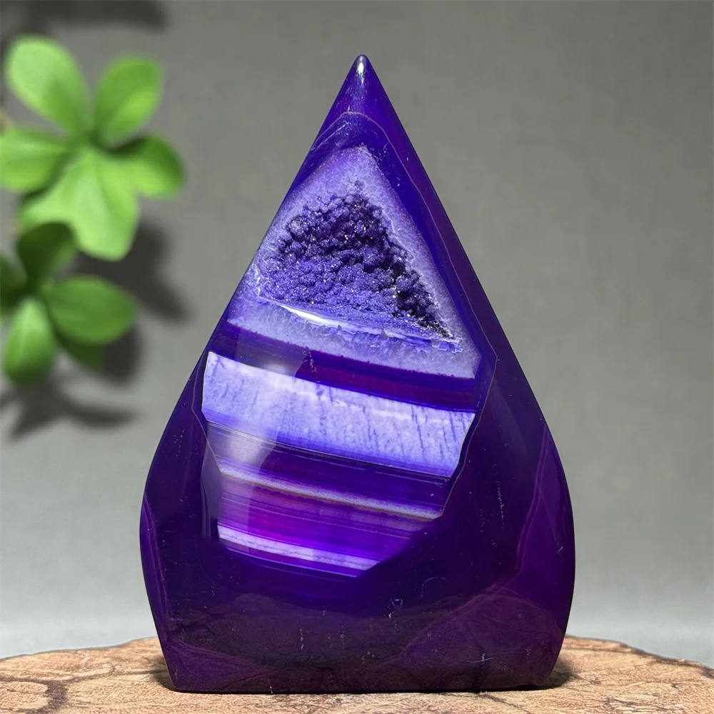 Natural Purple Agate Free-Form Torch Mineral Crystal Home Garden Fashion Decoration Luck Spiritual Energy Witchcraft Meditation