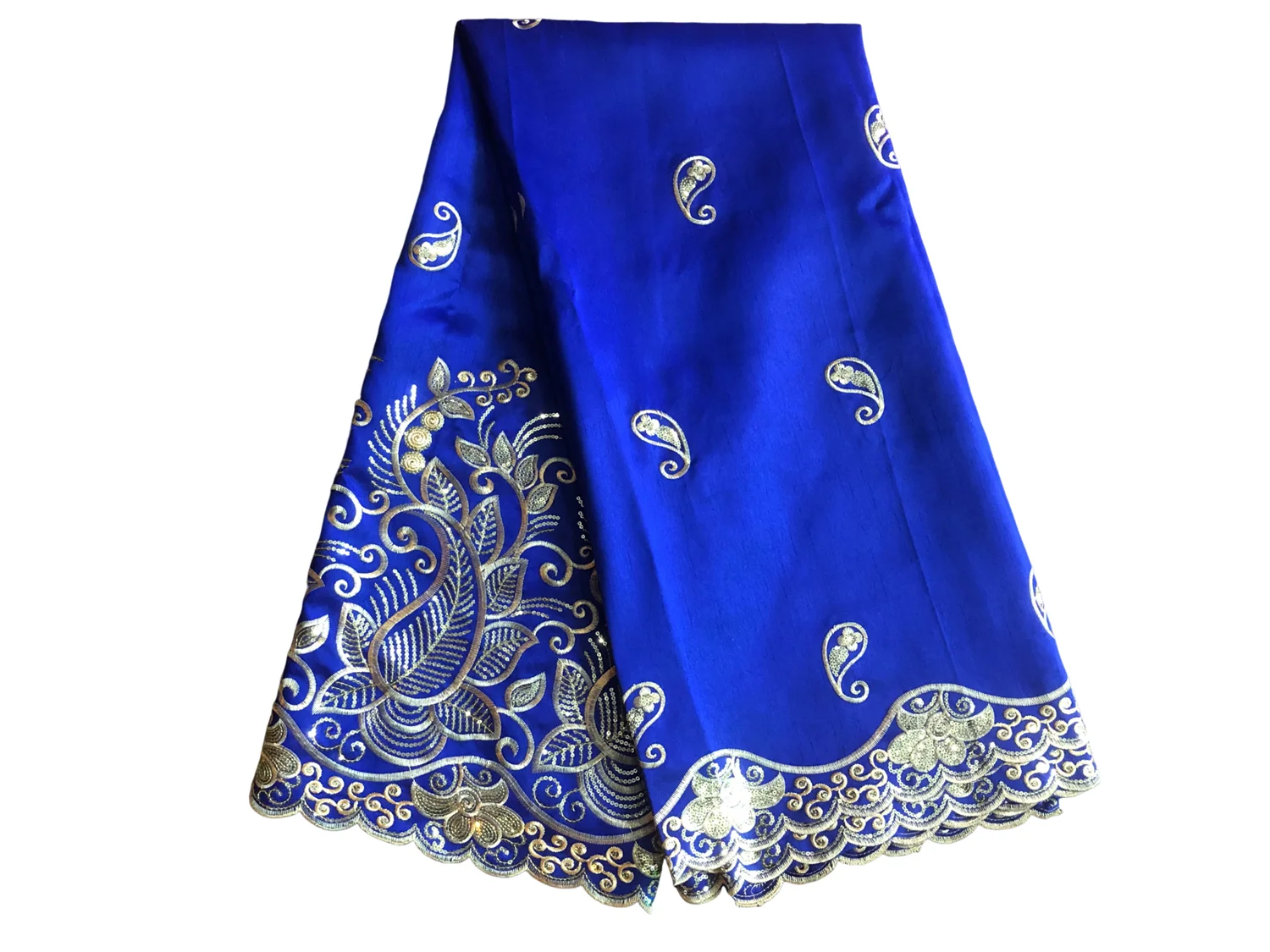 

Popular 5 Yards African George Sequins Fabric High Quality Indian Raw Silk George Wrappers Hot Nigerian Lace Fabrics For Wedding