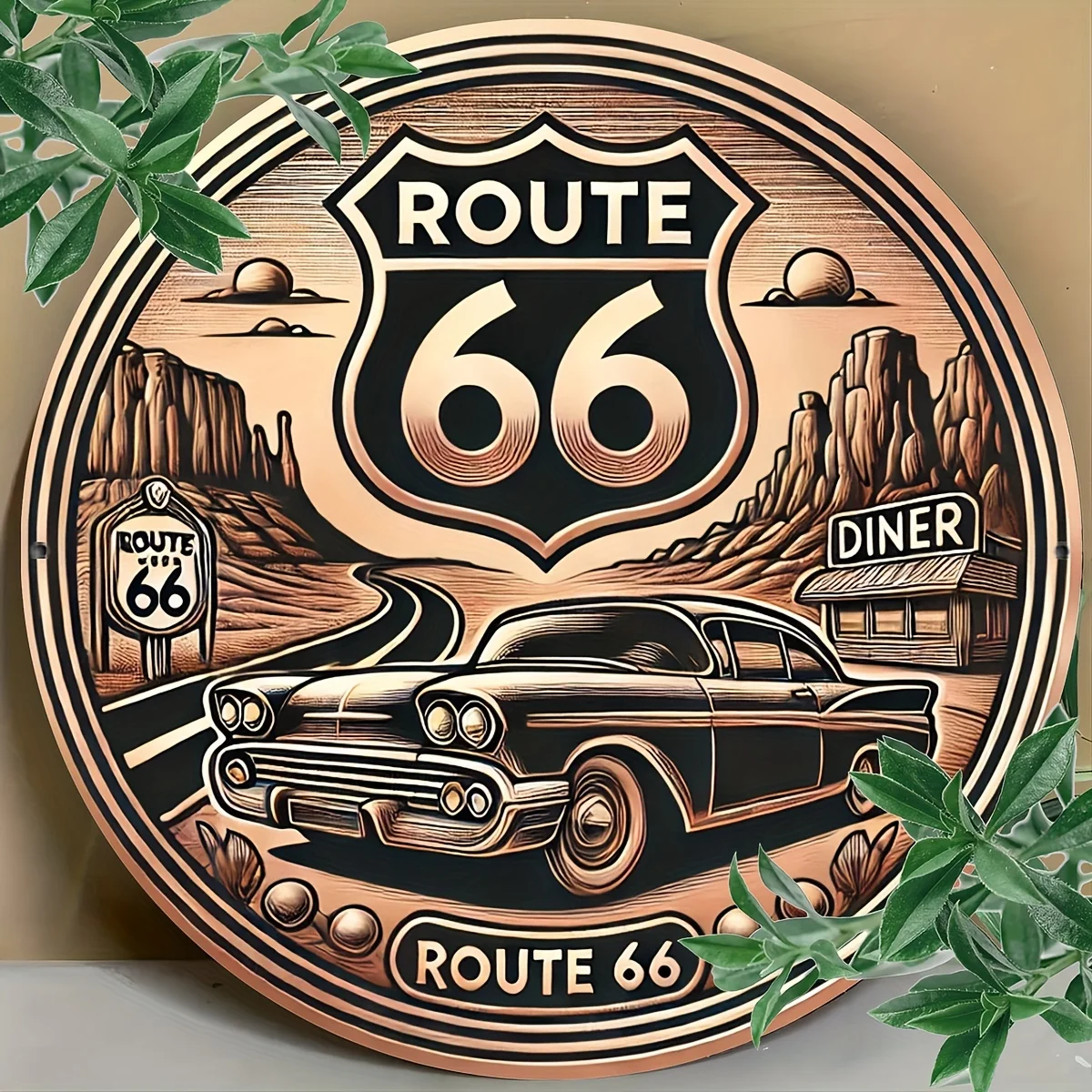 1 Stück 8 x 8 Zoll (20 x 20 cm) Route 66 Blechschild Metall Wanddekoration Blechschild Blech Malerei Literatur und Kreativ Innen D