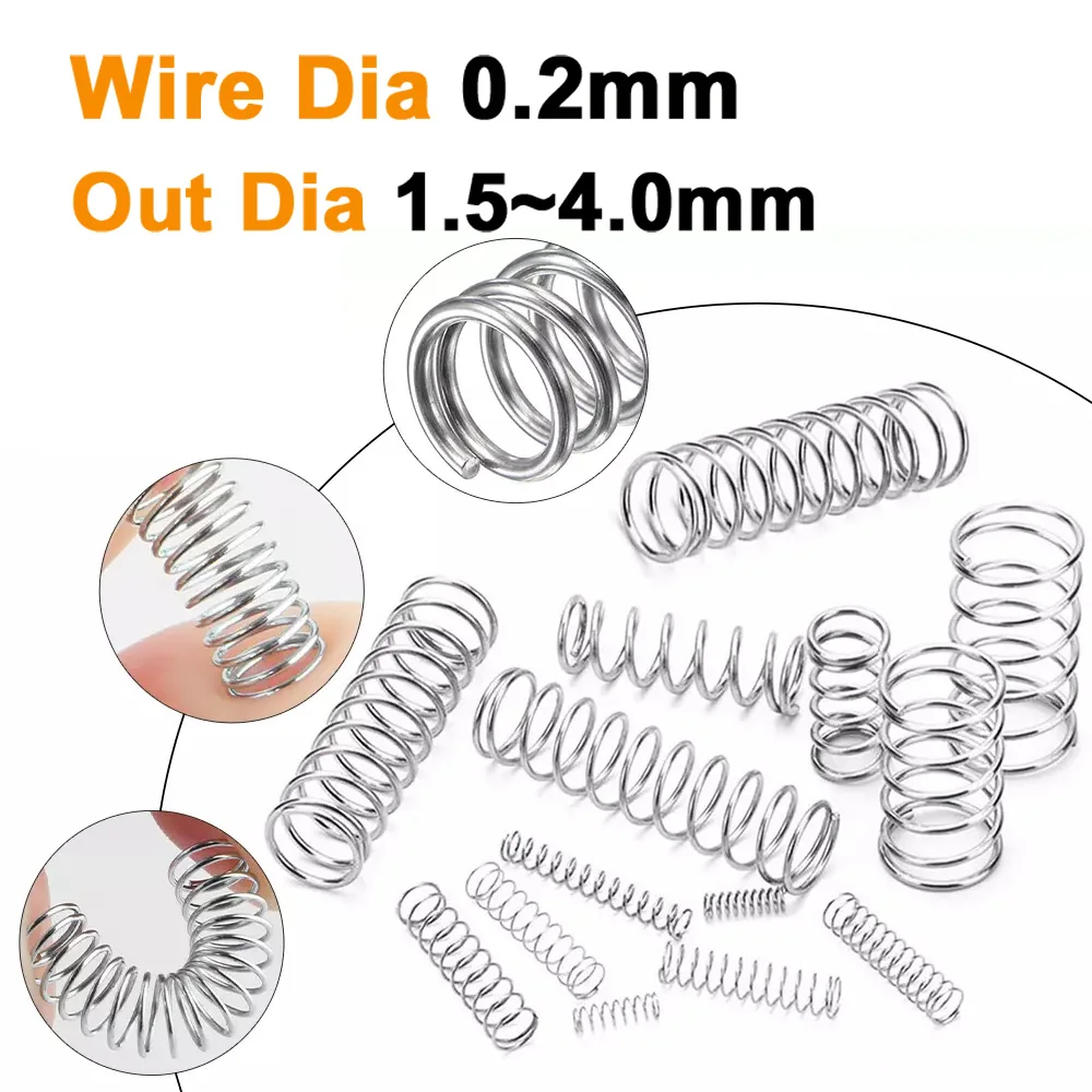 10Pcs Compression Spring Wire Dia 0.2mm Length 5mm~50mm Out Dia 1.5mm~4.0mm Pressure Small