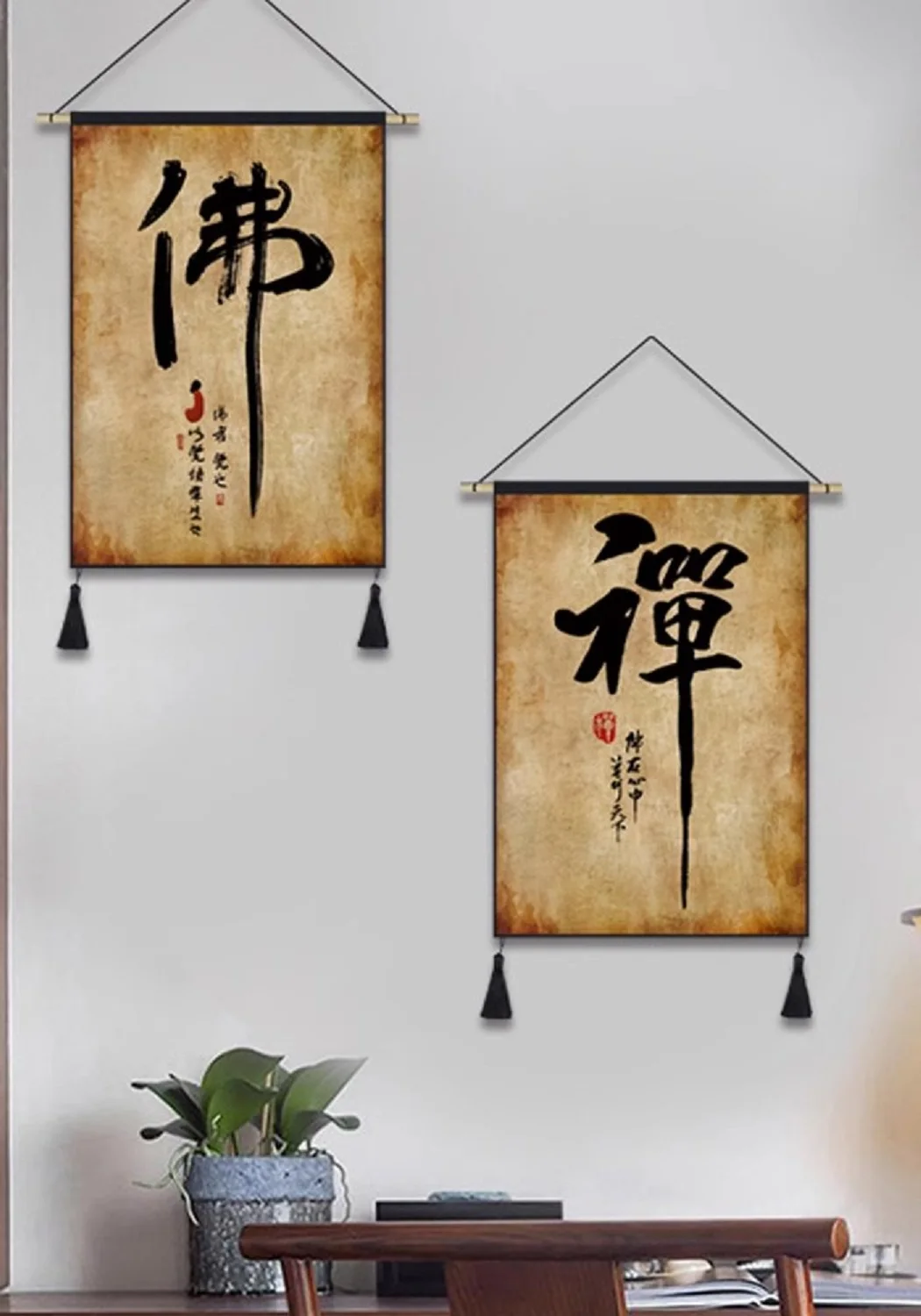 

Chinese Style Calligraphy Fabric Art, Hanging Paintings, Tea Rooms, Restaurants, Wall Hanging Cloth Decorations