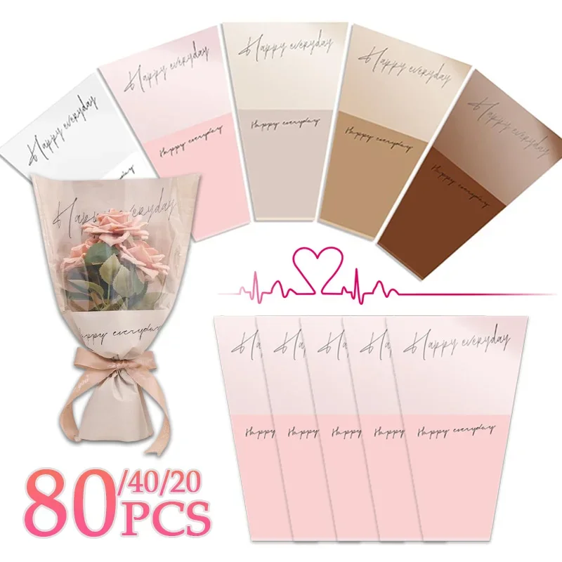 

20-80PCS Rose Bouquet Wrapping Sleeve Plastic Bags Waterproof Valentines Day Single Rose Flower Packaging Bag Packaging Box