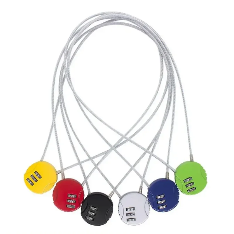 Cerradura de código de 3 dígitos, cerradura de combinación de cuerda de alambre extendida, contraseña, casco de motocicleta, candado con llave de Metal, cerraduras antirrobo de viaje