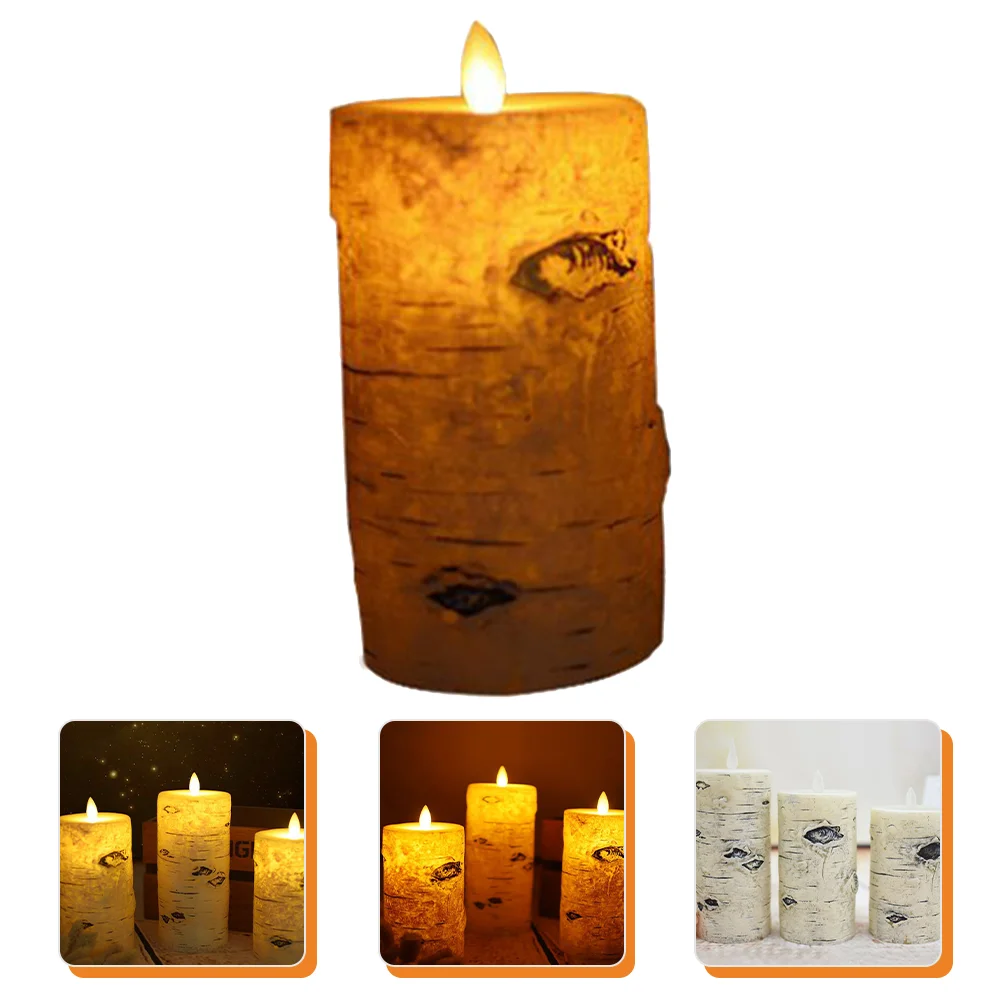 Birch Bark Light LED Lamp Romantic Operated Candles Lamps Electronic Component Lights Pillar for Party