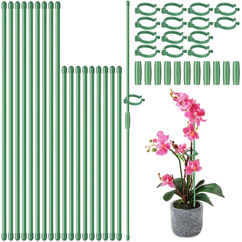 28 Pcs Plant Support Sticks Plant Support Stakes With 28 Rings And 14 Connectors For Plants Potted