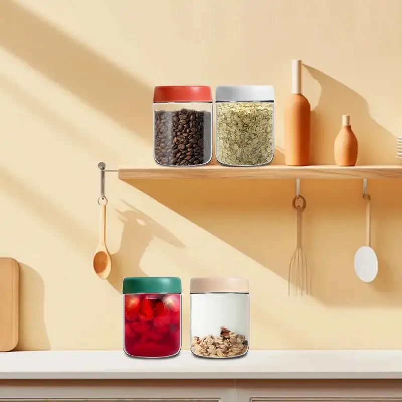 

Glass Storage Containers With Lids Stackable Canisters With Airtight Lids Glass Pantry Jars Transparent Grain Storage Container