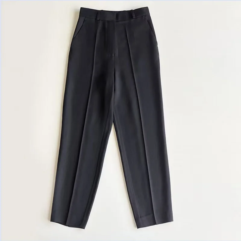 Swedish niche viscose linen tapered loose high waisted suit pants