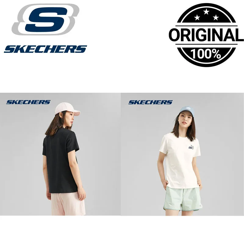 

Skechers Women's Knitted Short Sleeve T-Shirt Casual Sports Running Fitness Basketball Workout Tee L223W125