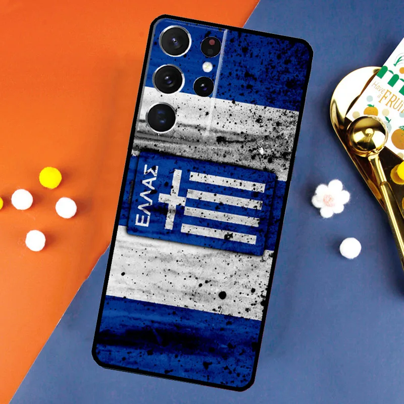 Greece Greek National Flags Silicone Case For Samsung Galaxy S8 S9 S10 S20 FE S21 Plus Note 20 Ultra S22 Ultra Cover