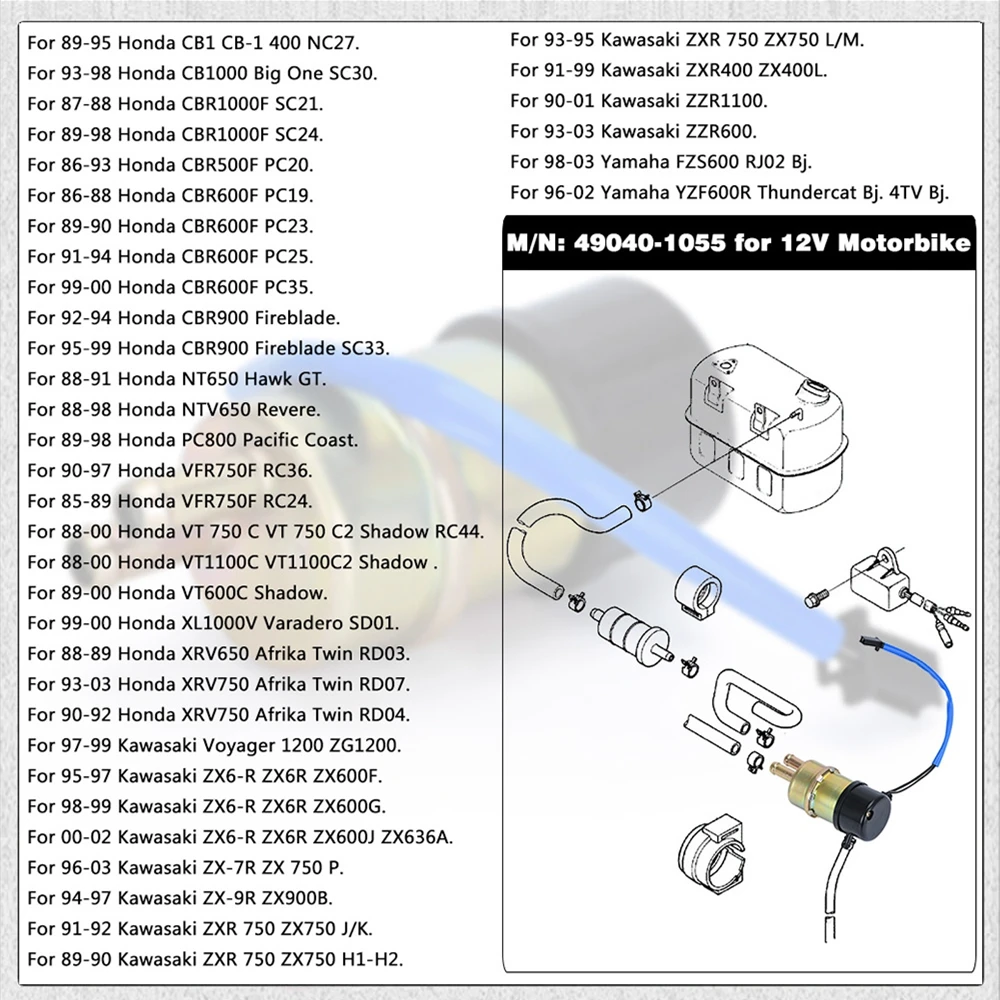 490401055 Motorcycle Fuel Pump 12V For Honda CBR600F XRV750 VT600C Shadow VT750 VFR750F Motorbike Oil Pump Replace 16710-MR1-015