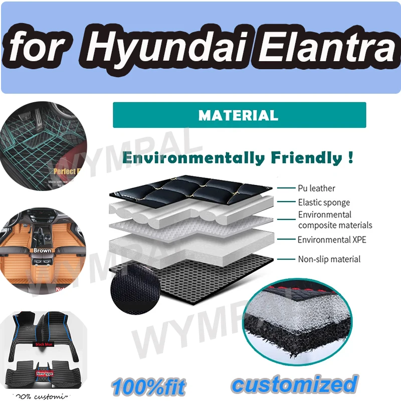 

Роскошные автомобильные коврики для Hyundai Elantra 2023 2022 2021, ковры, подушечки для ног, аксессуары, детали интерьера, водонепроницаемые коврики, автомобили
