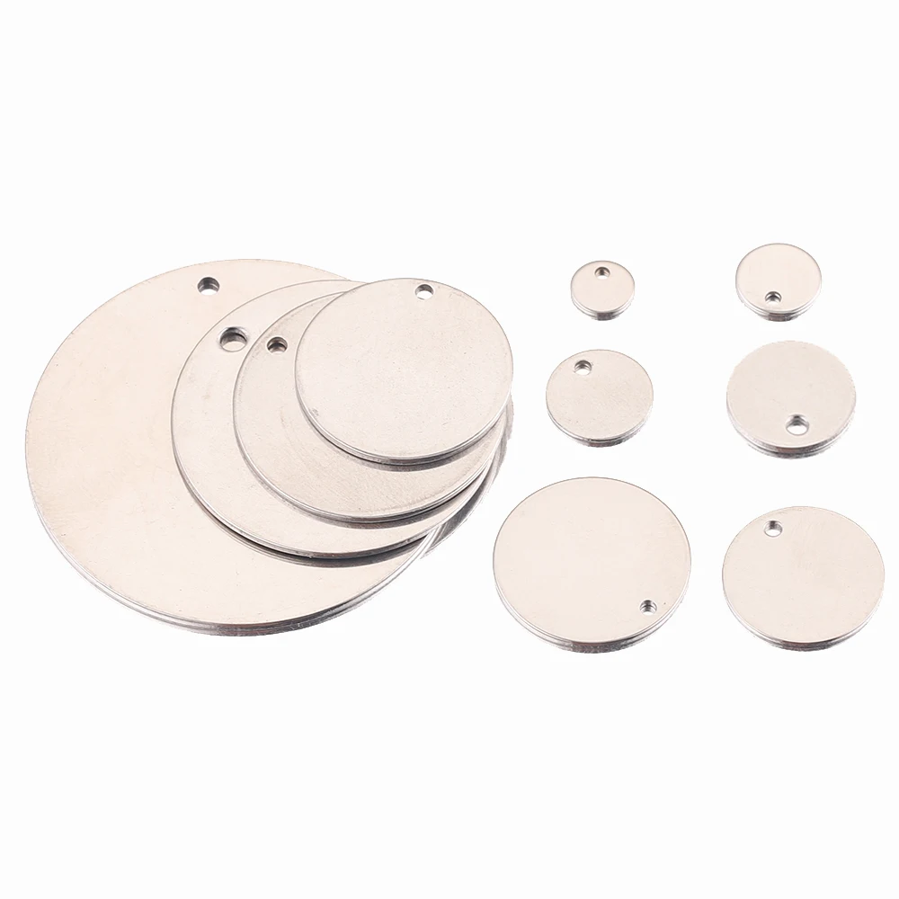 6/8/10/12/15/18/20/25/30mm Round Stainless Steel Charm Stamping Blank Tags Metal Connector Jewelry Making Supplies Accessories