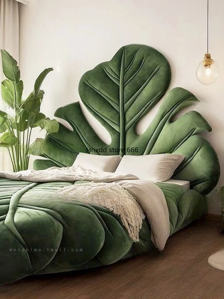 Master Bedroom Green Creative Leaf Bed, French Cream