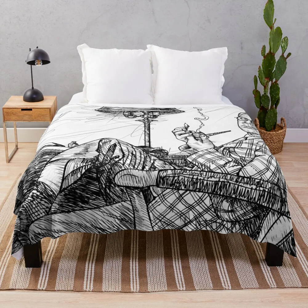 

RAYMOND CHANDLER ink portrait .1 Throw Blanket Vintage Comforter Quilt Furry Blankets