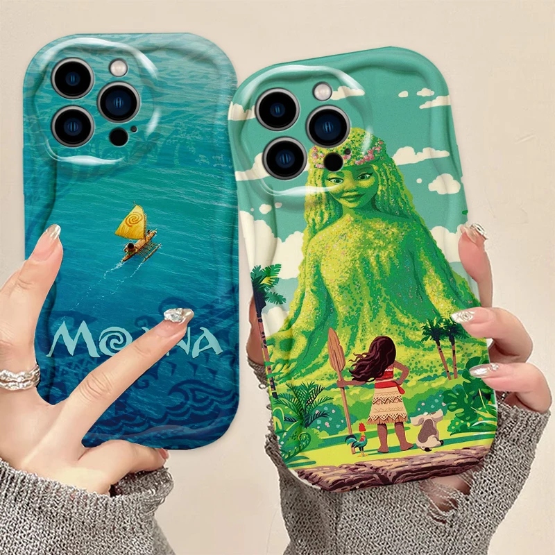 Cute Moana Cartoon Phone case For Apple iPhone 15 14 13 12 11 Pro X XR XS Max Plus 8 7 Plus SE Wave Oil Cover