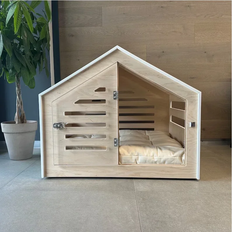 Casa de madera para perros y gatos, muebles modernos y creativos para mascotas, respetuosa con el medio ambiente, para interiores, superventas