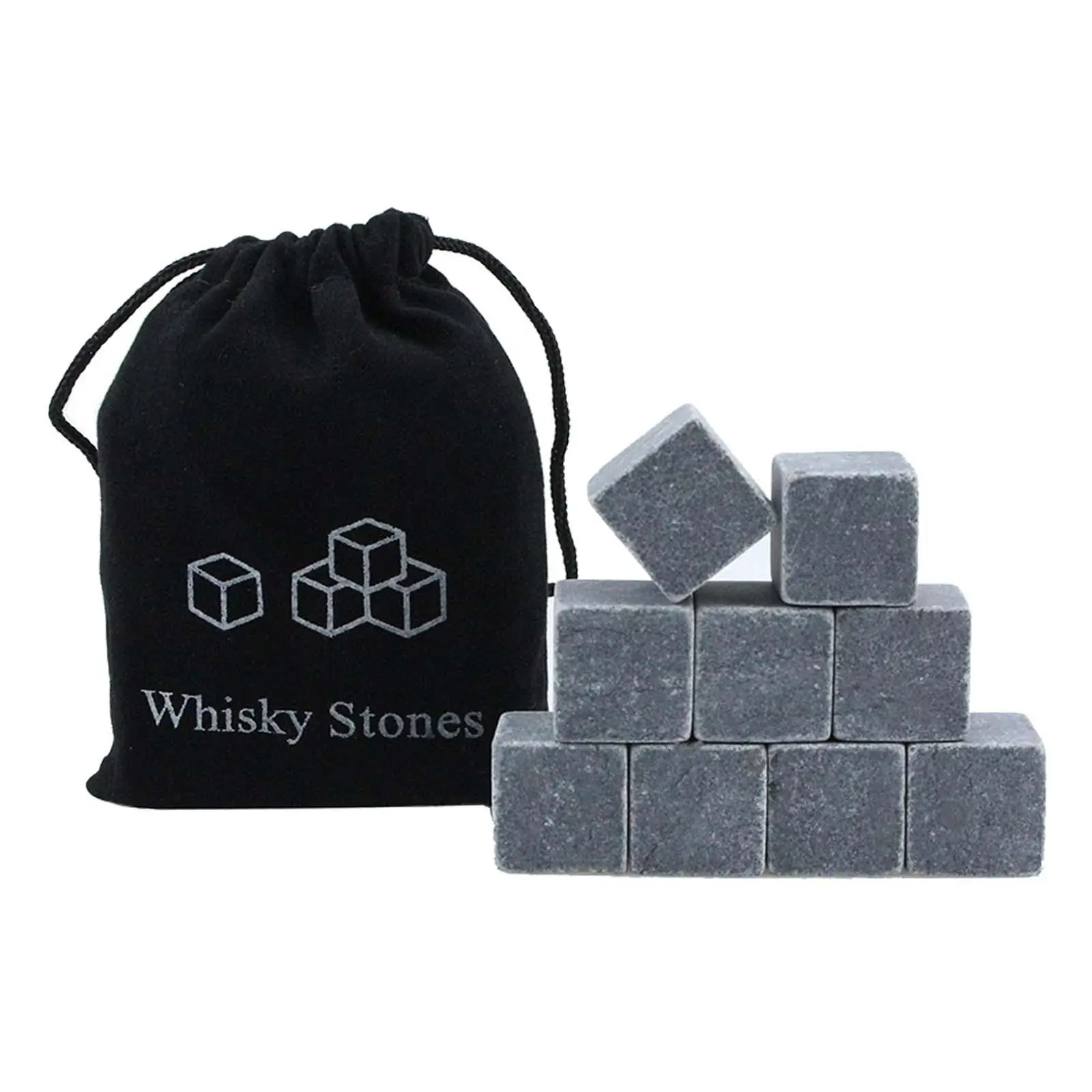 9Pcs Whiskey Stones Reusable for Coffee, Tea, Beverage Marble Ice Cubes