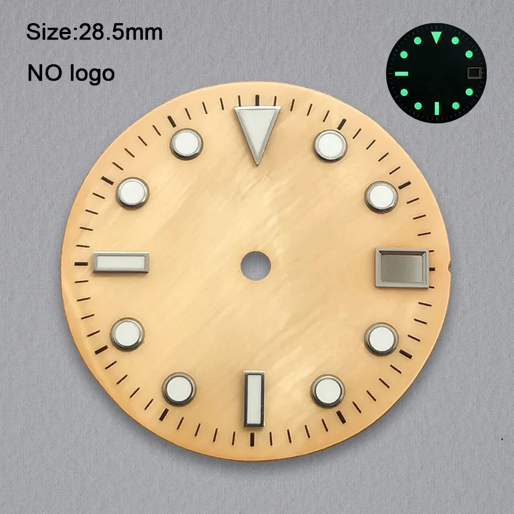 28.5mm No Logo Blank Dial For NH35 Movement Custom Logo Green Luminous Custom Logo Watch Dials Hands Accessories Repair Tools
