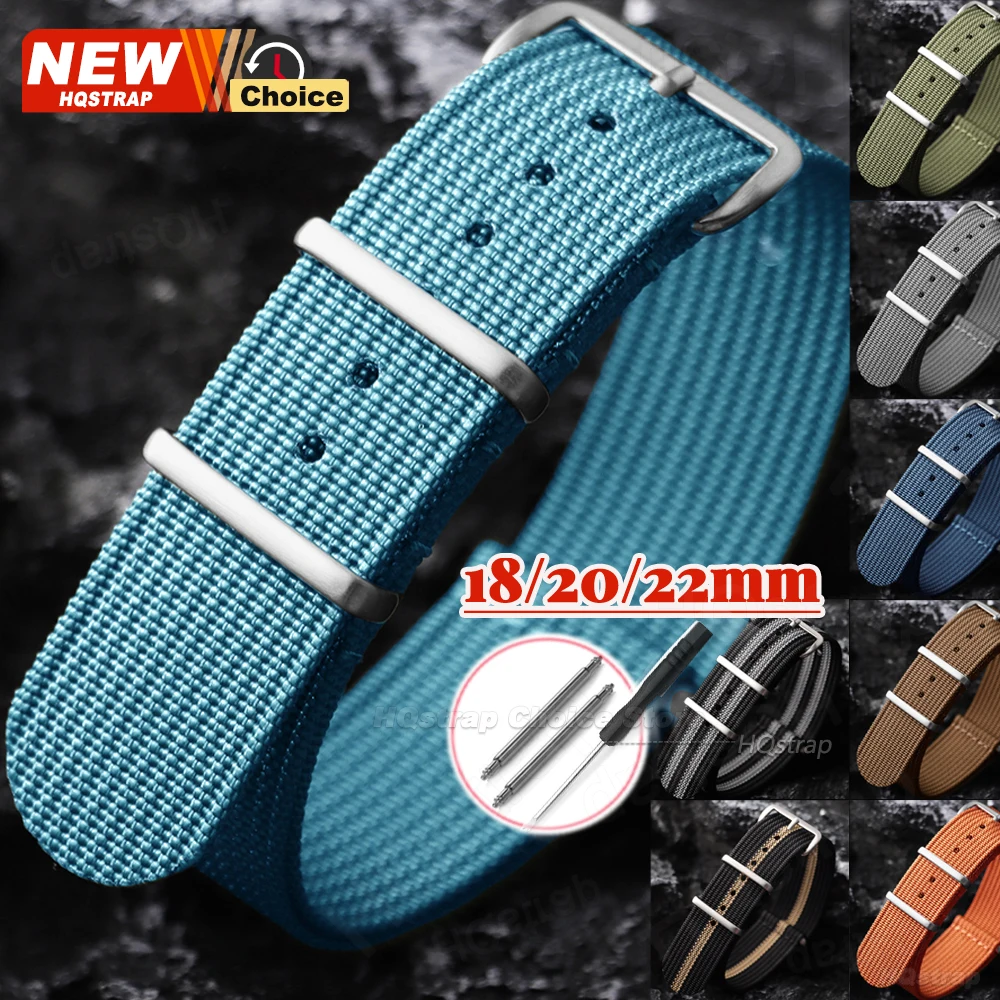 Polished Matte Buckle Nylon for Military Watch Band 18mm 20mm 22mm Universal Replacement Watchband for Omega Women Men Bracelets