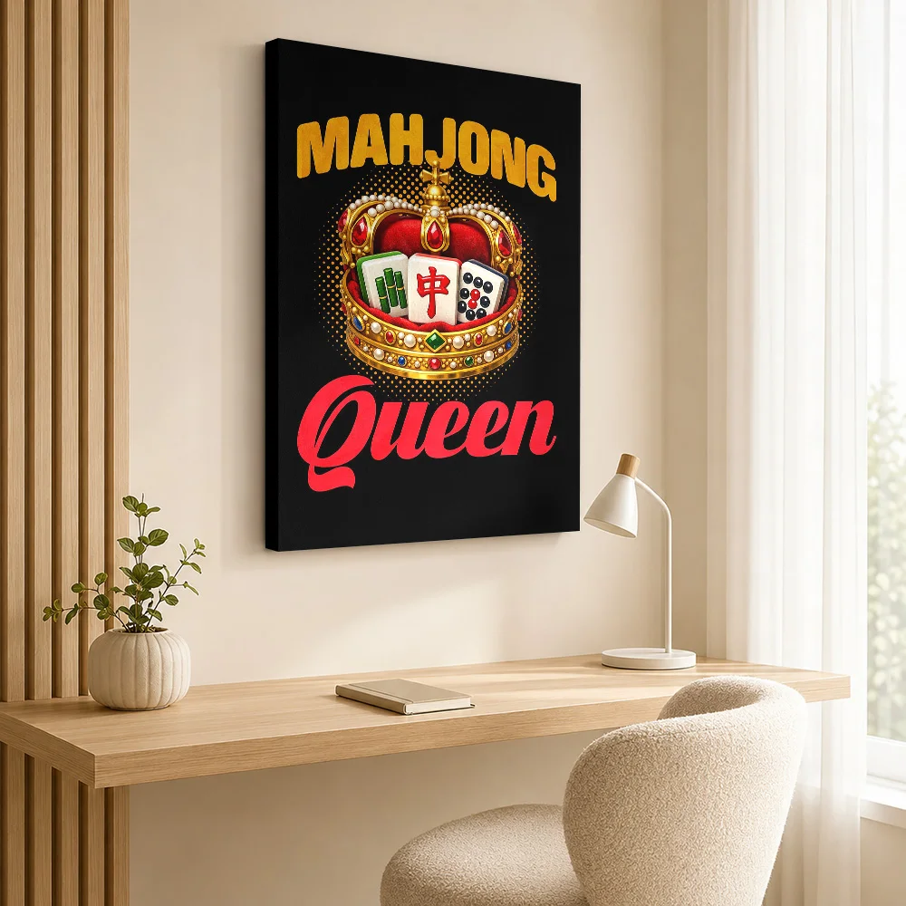 Mahjong Queen Crown Canvas Poster Customized Photo Sports Portrait Wall Paintings Decoration for Game Room Gift for Collectors