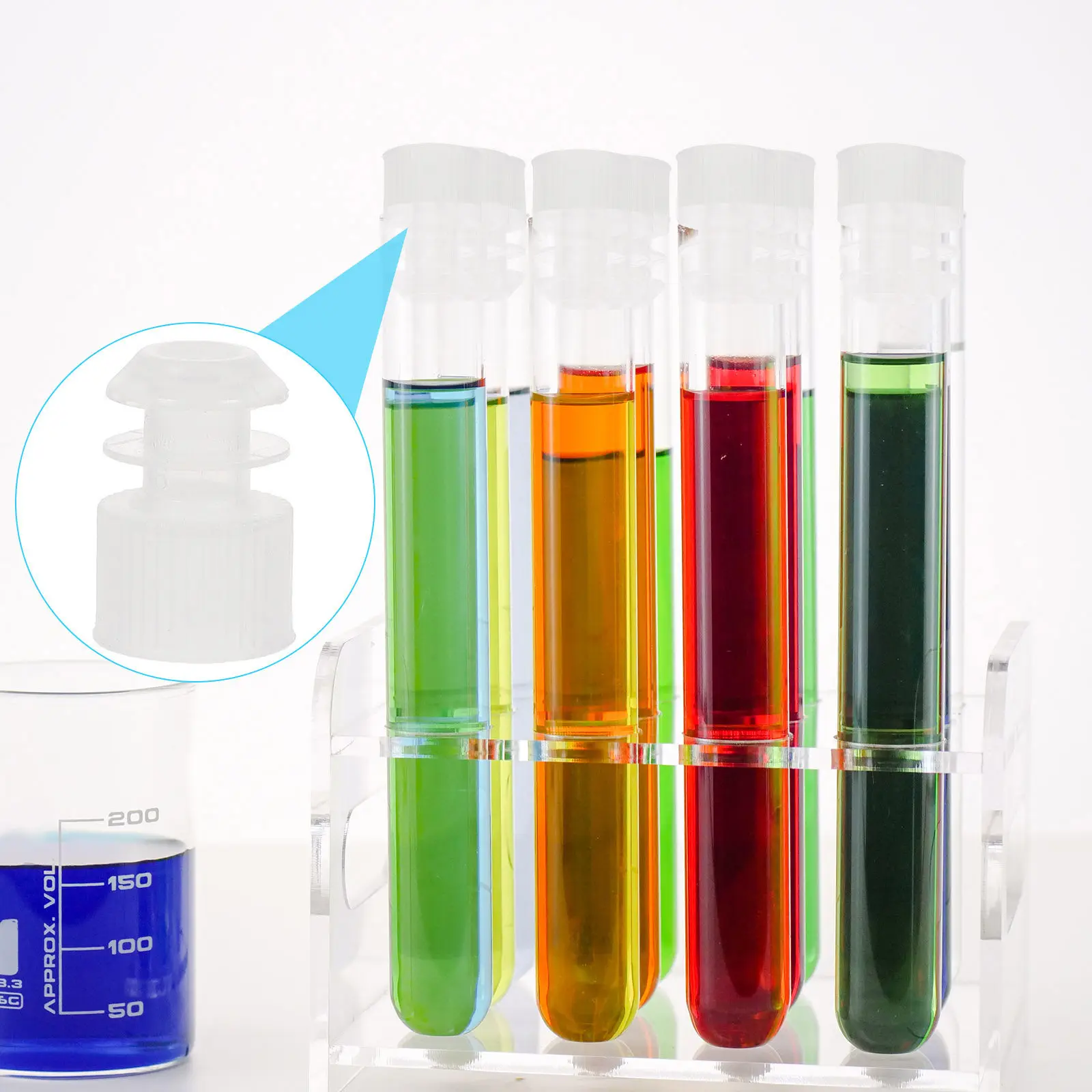 100Pcs Test Tube Plugs Plastic Screw Bottle Stopper 12mm Elastic Durable Seal for Lab Chemical Scientific Use Test Tube Plugs