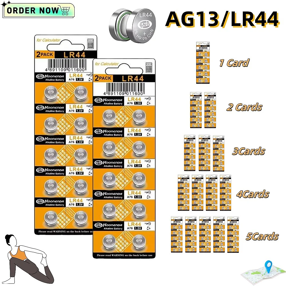 10-50 шт. LR44 AG13 175 мАч таблеточный аккумулятор 1,5 В 357 SR44 LR1154 кнопочный аккумулятор для часов, калькулятора, игрушки, дистанционный монетный элемент 10-50 шт. LR44 AG13 175 мАч таблеточный аккумулятор 1,5 В 357 SR44 LR1154 кнопочный аккумулятор для часов, калькулятора, игрушки, дистанционный монетный элемент