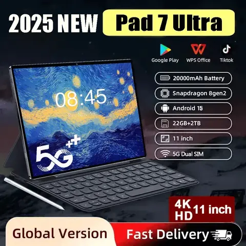 2025 Global Version Pad 7 Ultra Tablet PC 11 inch HD Snapdragon 8gen2 Android 15 22GB+2TB 5G Dual SIM WiFi GPS Original Tab PC