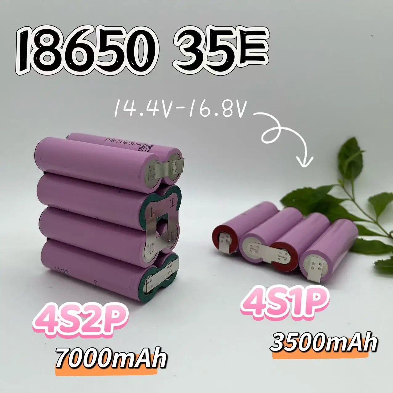 حزمة بطارية 18650 مللي أمبير/7000 مللي أمبير في الساعة عالية السعة (77.4 فولت، 12.6 فولت، 14.8 فولت، 18 فولت، 25.2 فولت، 29.6 فولت) لمفك البراغي 35E 🔋 #4