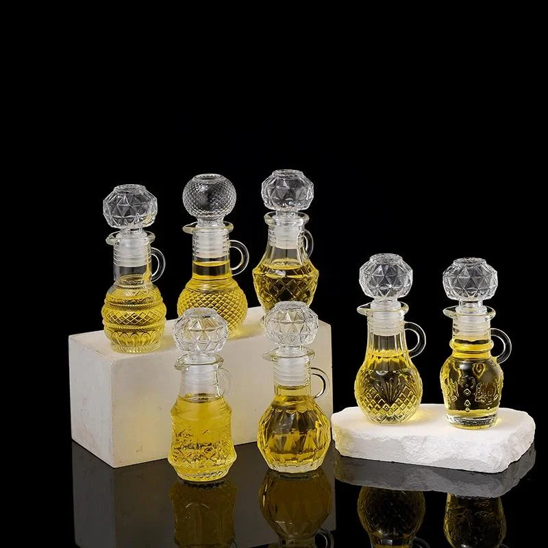 【W】50ML Transparent Empty Mini Glass Whisky Wine Liquor Bottle With Screw Cap Decanter Sample Wine Packaging Bottle With Handle