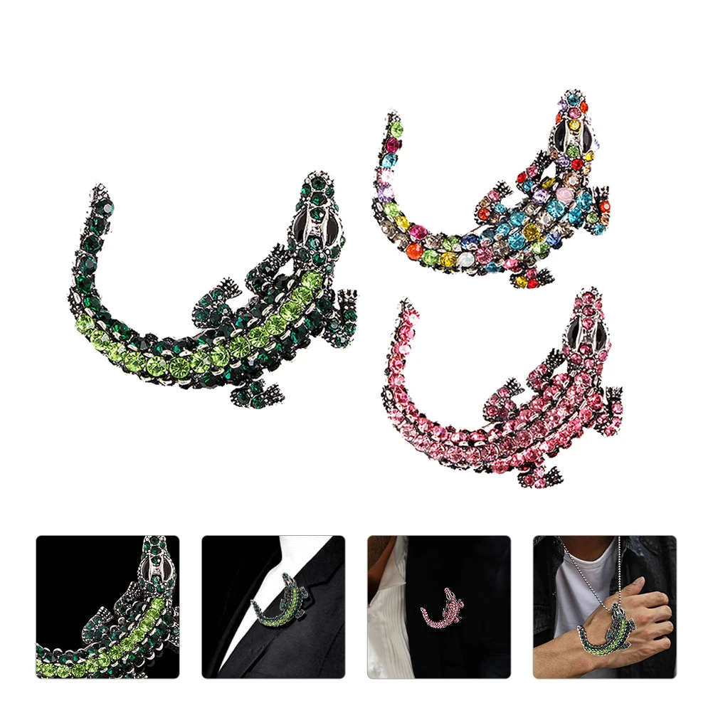 

3pcs Alloy Rhinestone Brooch Shape Pin for Men Fashion Collar Elegant Durable Stylish Gentleman Accessories