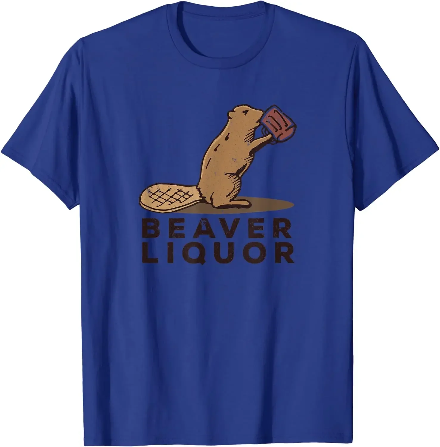 Beaver Liquor Drinking T-Shirt Funny Animals Men Graphic T Shirts Oversized T Shirt Cotton Daily Four Seasons Tees Mens T Shirts