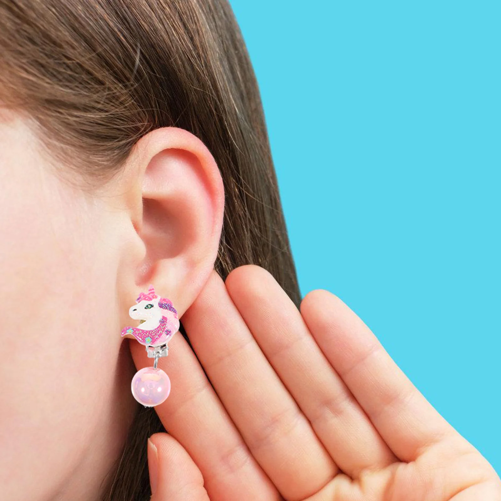 

Unicorn Ear Jacket Set Ornaments Decorate Clips Children Clip-on Earrings Abs Children's