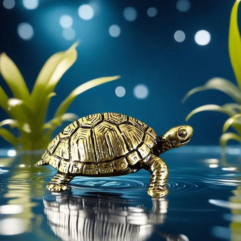 Desktop Feng Shui Ornament Miniatures Antique Tea Pet Crafts Gifts Pure Copper Turtle Statue Vintage Brass Tortoise Figurines - view 6