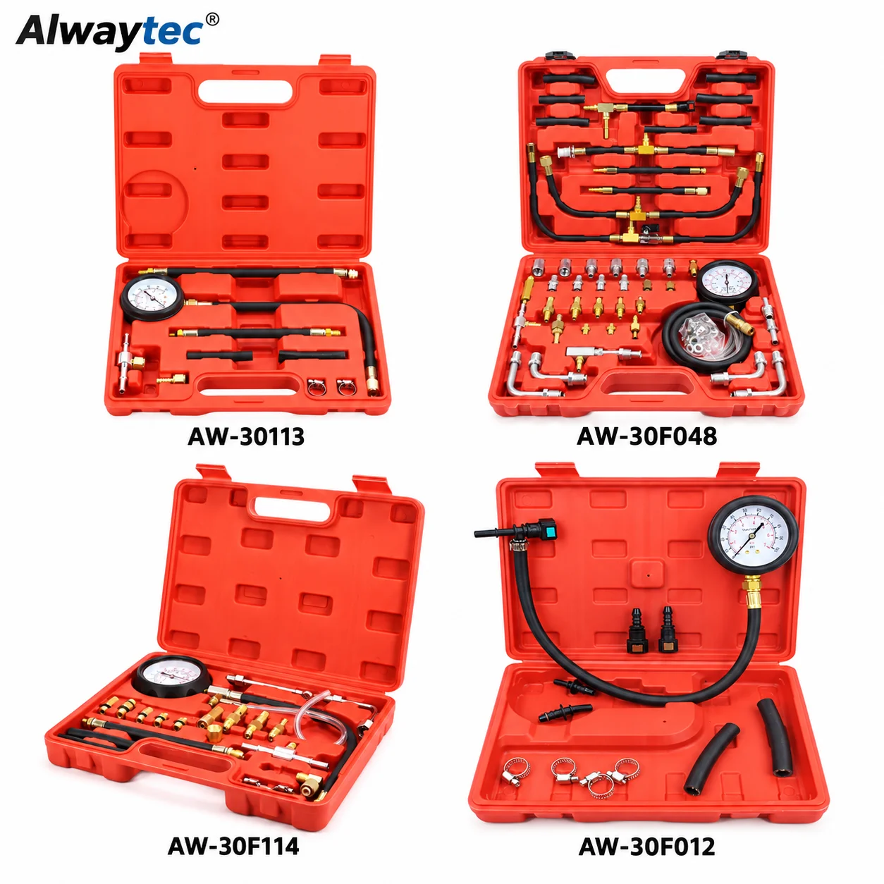 Alwaytec Fuel Pressure Tester Kit Automotive Fuel Injection Pressure Gauge Diagnostic Tool Set with Hoses and Adapters