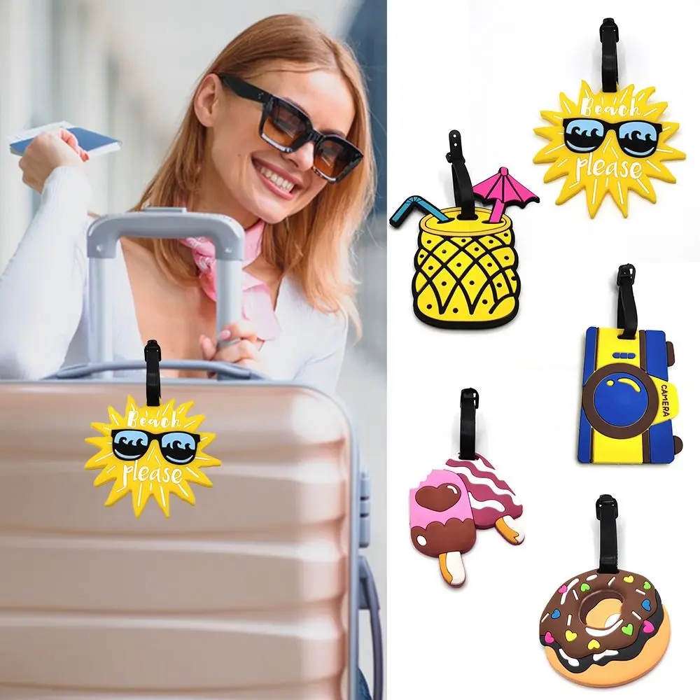 Cartoon Style Cartoon Luggage Tag Soft Backpack Accessories Luggage Label Straps Red Color Travel Accessories