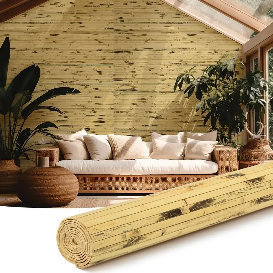 

1 шт. Натуральная бамбуковая стеновая панель для интерьера, 48 x 96, бамбуковое покрытие, возобновляемый материал, вагонка, разделитель комнаты, декор для спальни