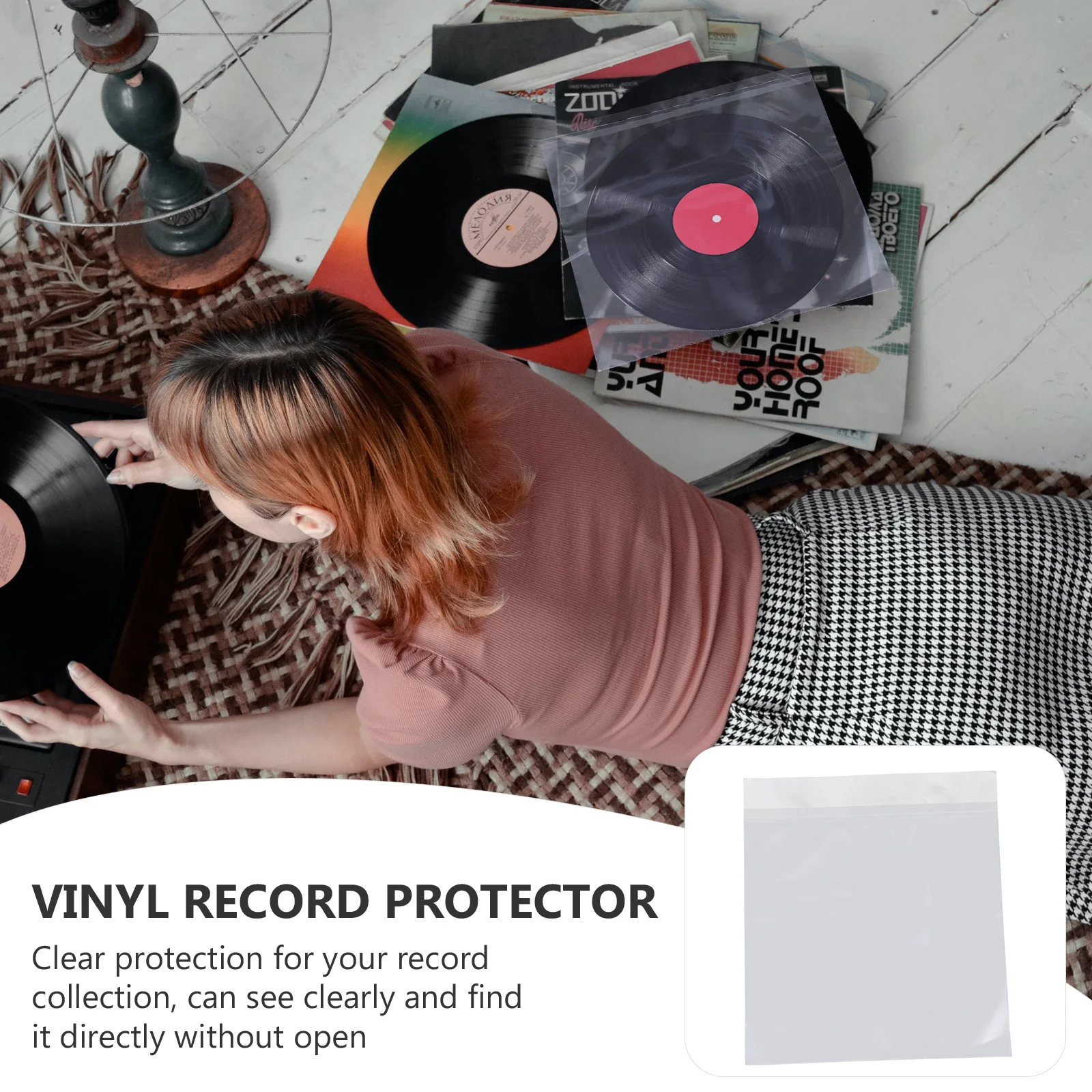 

50Pcs Vinyl Record Sleeves Clear Dustproof Bags Protective Storage for Cd Albums Long-Term Preservation Vinyl Record Protector