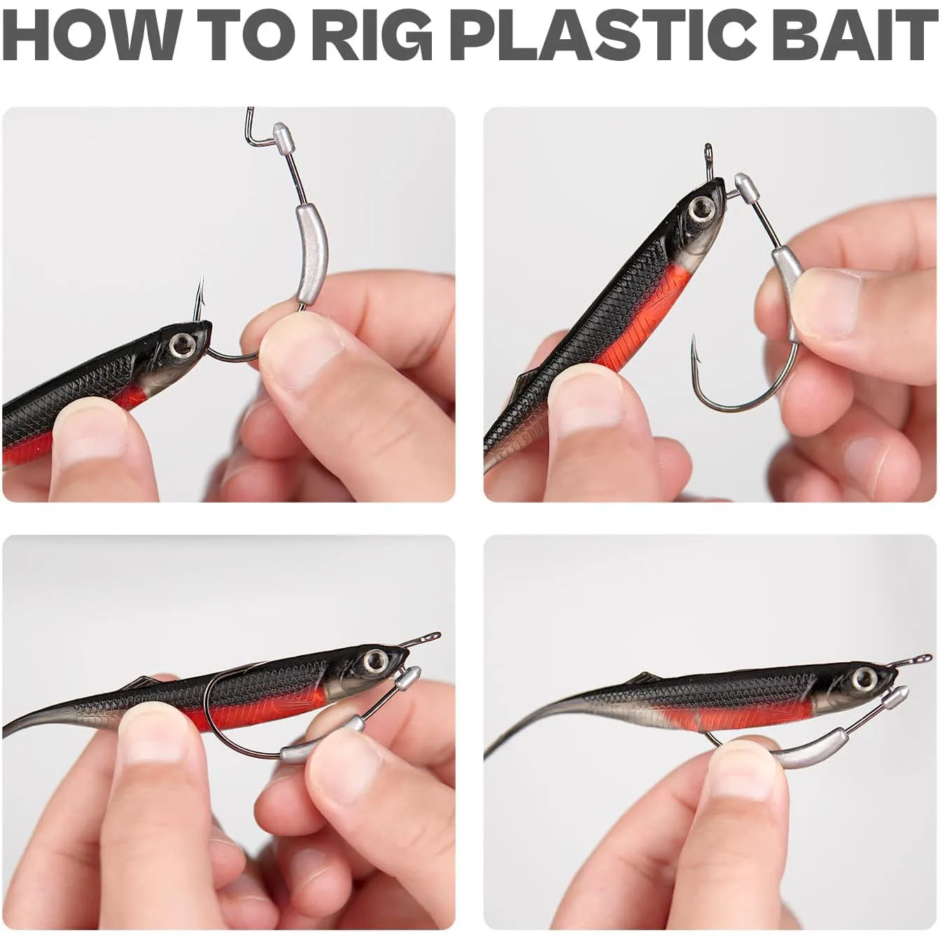 FishTrip Angelhaken, gewichtete Swimbait-Haken mit geformtem Köderhalter, ausgestattet mit unkrautfreien EWG-Wurm-Angelhaken, Salzwasser – Detail 7